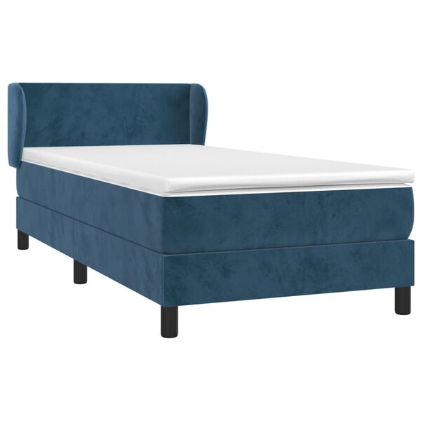 vidaXL Sommier &agrave; lattes de lit avec matelas Bleu fonc&eacute; 90x190 cm
