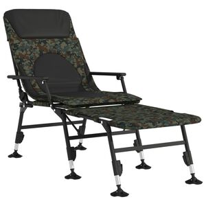 vidaXL Transat de p&ecirc;che avec pieds &agrave; boue r&eacute;glables pliable camouflage
