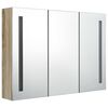 vidaXL Armoire de salle de bain à miroir LED 89x14x62 cm chêne