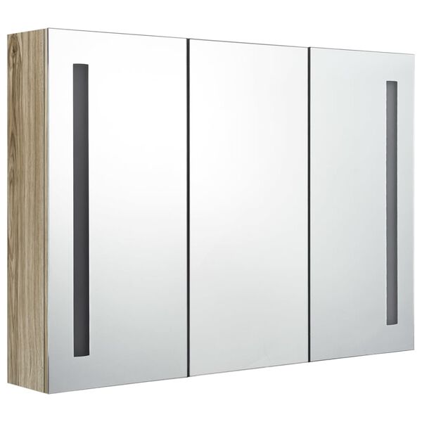 vidaXL Armoire de salle de bain à miroir LED 89x14x62 cm chêne
