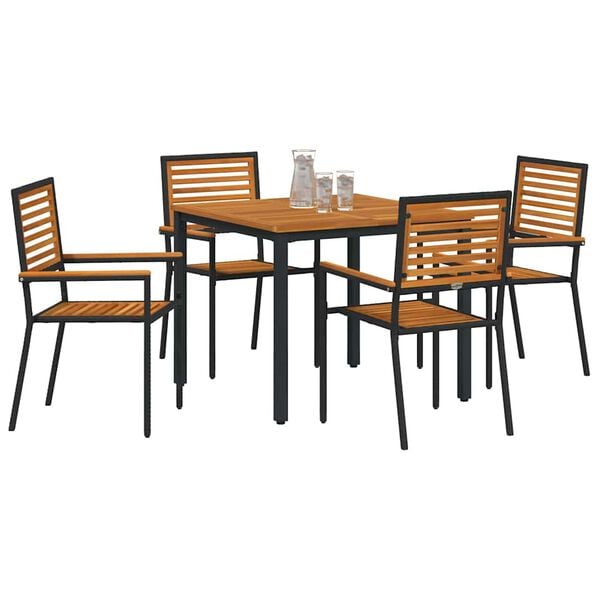vidaXL Ensemble de salle &agrave; manger pour jardin 5 pcs Noir et Marron