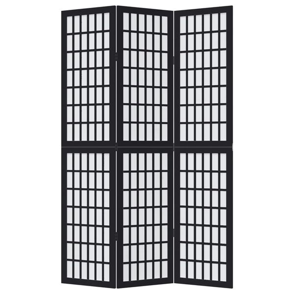 vidaXL Cloison de s&eacute;paration 3 panneaux noir bois de paulownia massif