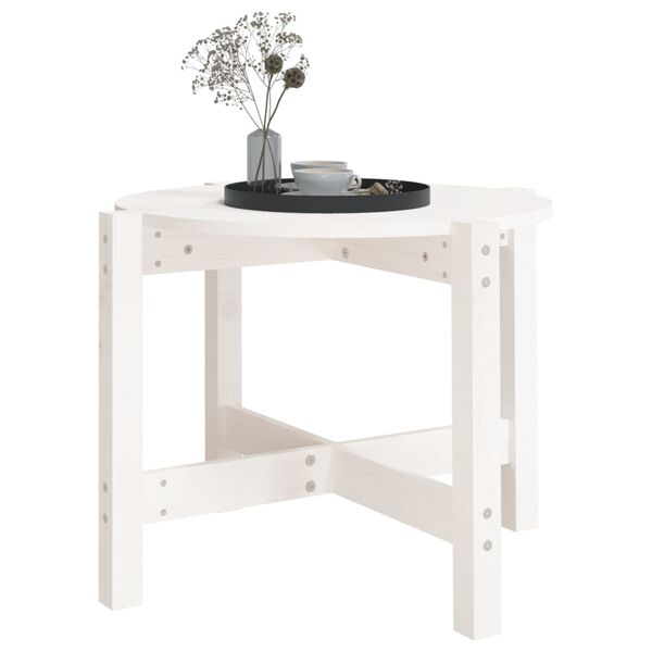 vidaXL Table basse Blanc Ø 62,5x45 cm Bois massif de pin