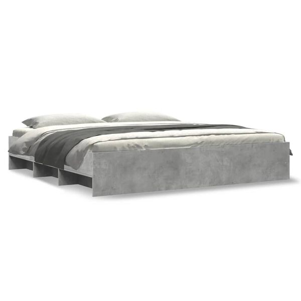 vidaXL Cadre de lit sans matelas gris b&eacute;ton 180x200 cm bois ing&eacute;nierie