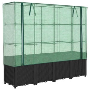 vidaXL Lit sur&eacute;lev&eacute; avec housse de serre aspect rotin 160 x 40 x 153 cm