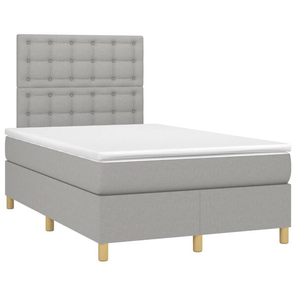 vidaXL Sommier &agrave; lattes de lit avec matelas Gris clair 120x200cm Tissu
