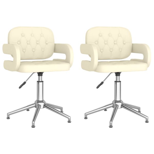 vidaXL Chaises pivotantes &agrave; manger lot de 2 cr&egrave;me similicuir