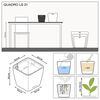 LECHUZA Jardini&egrave;re de table QUADRO LS 21 ALL-IN-ONE Blanc brillant