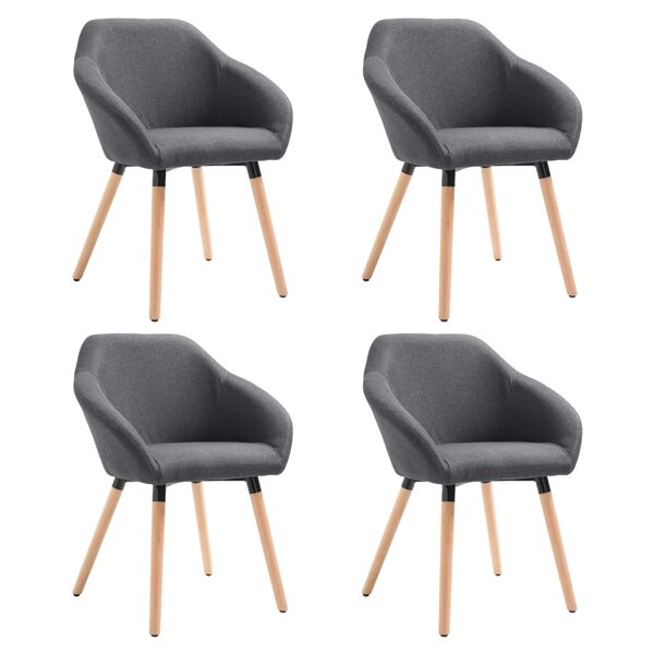 vidaXL Chaises &agrave; manger lot de 4 gris fonc&eacute; tissu