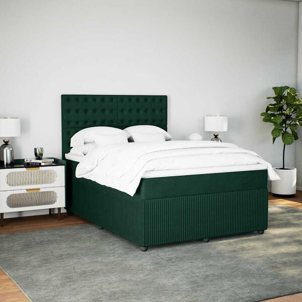 vidaXL Sommier &agrave; lattes de lit et matelas Vert fonc&eacute; 160x200cm Velours