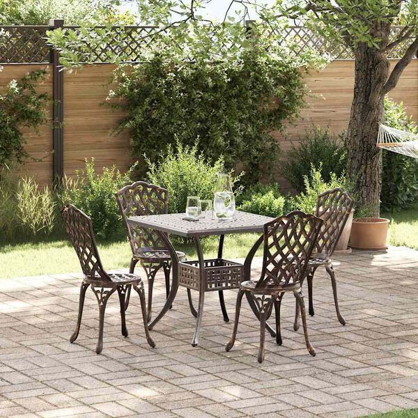 vidaXL Ensemble de tables de jardin 5 pcs Bronze Aluminium coul&eacute;