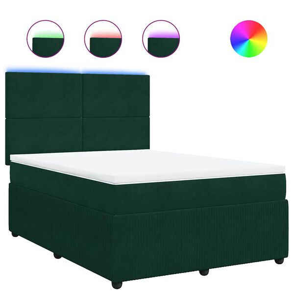 vidaXL Sommier &agrave; lattes de lit et matelas Vert fonc&eacute; 140x190cm Velours