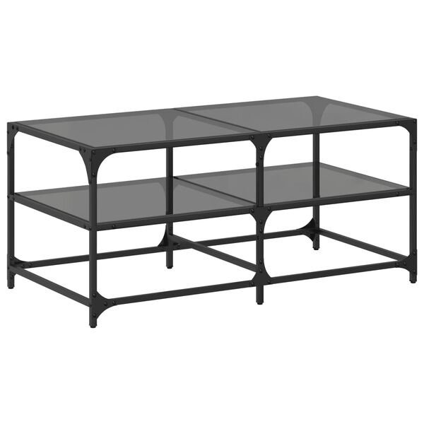vidaXL Table basse avec dessus en verre noir 98,5x50x45 cm acier