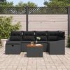 vidaXL Ensemble de canapé de jardin avec coussin 7 pcs Noir Poly rotin