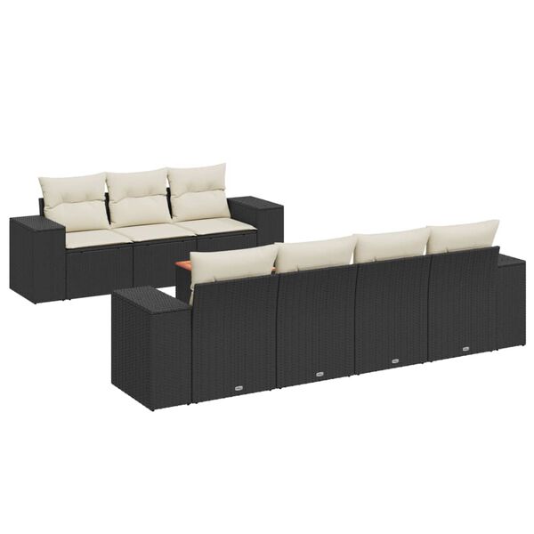 vidaXL Salon de jardin 8 pcs avec coussins noir r&eacute;sine tress&eacute;e