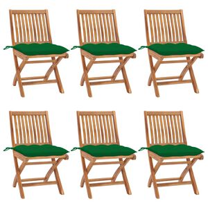 vidaXL Chaises pliantes avec coussins, 6 pi&egrave;ces, en teck massif