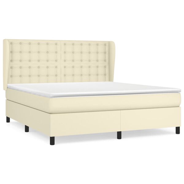 vidaXL Sommier &agrave; lattes de lit avec matelas Cr&egrave;me 180x200cm Similicuir