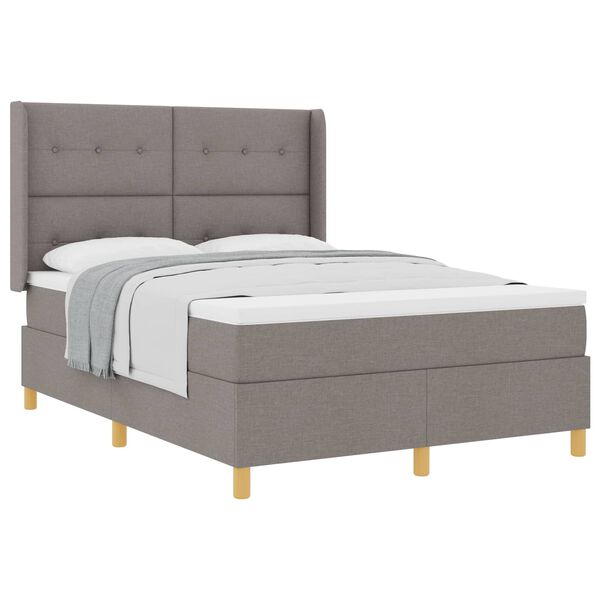 vidaXL Lit &agrave; ressorts avec matelas Taupe 140 x 190 cm tissu