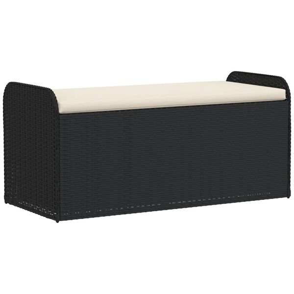 vidaXL Banc de rangement avec coussin noir 115x51x52 cm résine tressée