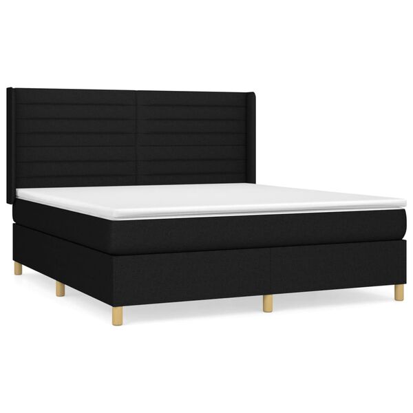 vidaXL Sommier &agrave; lattes de lit avec matelas Noir 180x200 cm Tissu