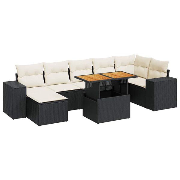 vidaXL Salon de jardin 8 pcs avec coussins noir r&eacute;sine tress&eacute;e