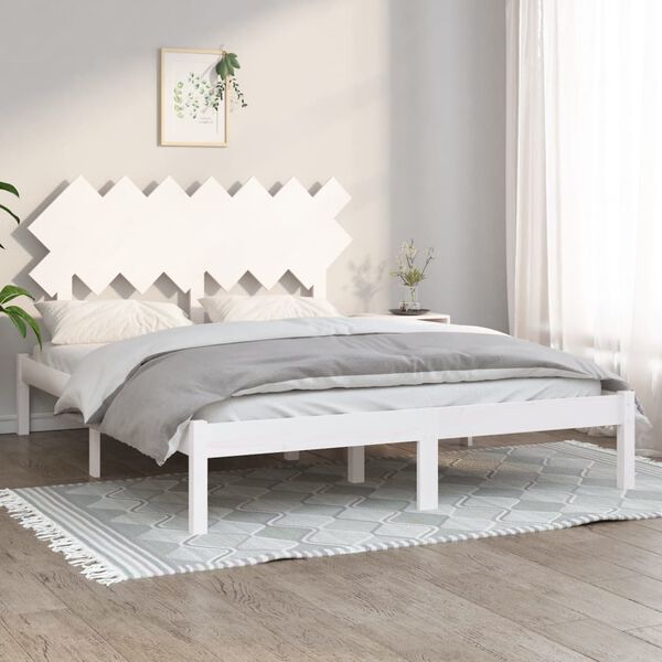 vidaXL Cadre de lit sans matelas blanc 140x190 cm bois massif