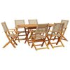 vidaXL Ensemble à manger de jardin 7 pcs beige rotin et bois massif