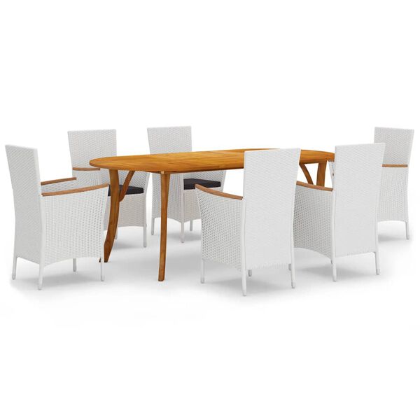 vidaXL Ensemble &agrave; manger de jardin 7 pcs Blanc