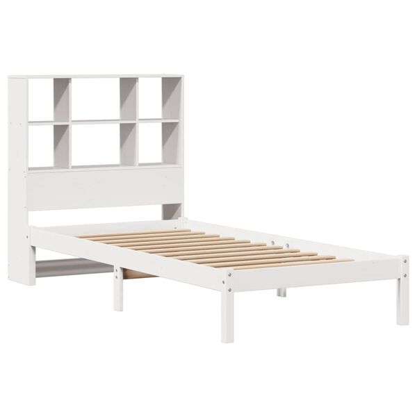 vidaXL Lit biblioth&egrave;que sans matelas blanc 90x190cm bois de pin massif