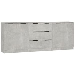 vidaXL Buffets 3 pcs gris b&eacute;ton bois d'ing&eacute;nierie