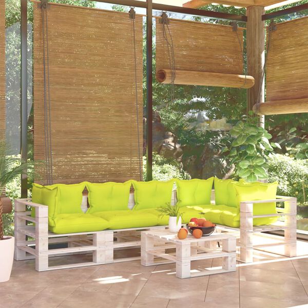 vidaXL Salon palette de jardin 6 pcs avec coussins bois de pin
