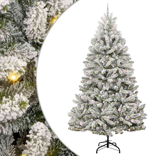 vidaXL Sapin de No&euml;l artificiel Vert et blanc 300 cm PVC et m&eacute;tal