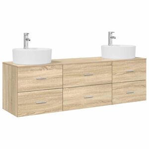 vidaXL Ensemble d'armoire de salle de bain 3 pc Ch&ecirc;ne Sonoma
