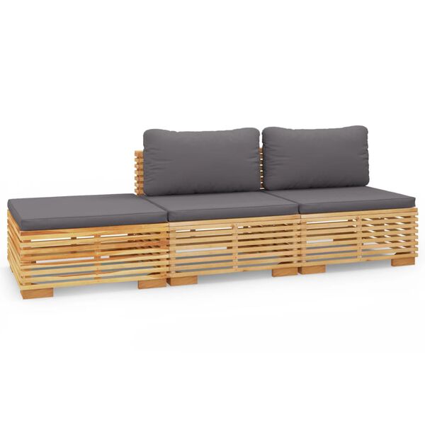 vidaXL Salon de jardin 3 pcs avec coussins Bois de teck solide