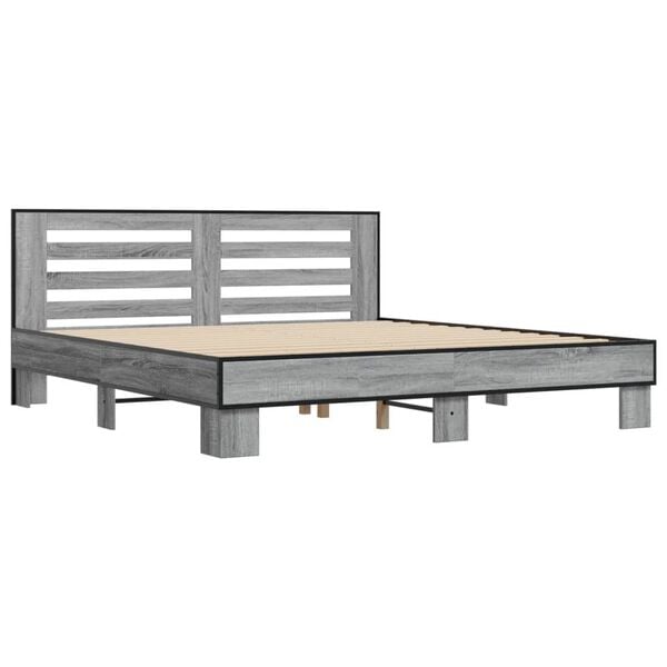 vidaXL Cadre de lit sans matelas sonoma gris 200x200 cm
