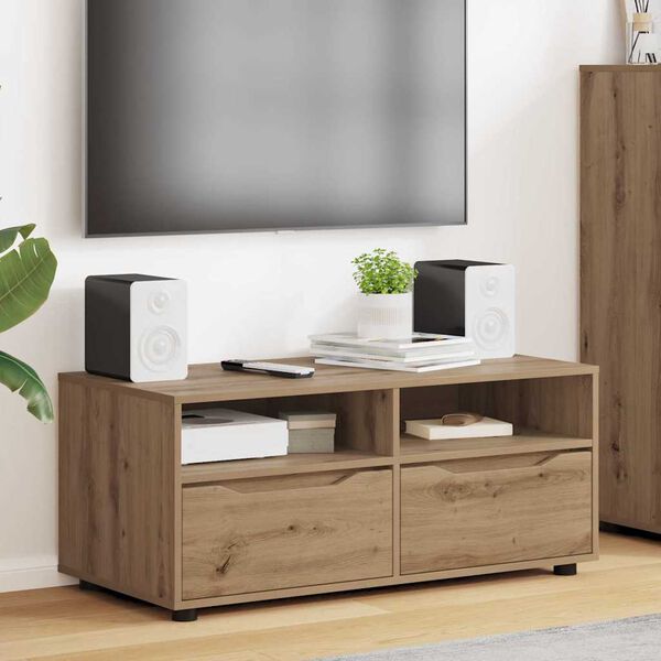 vidaXL Meuble TV Ch&ecirc;ne artisanal 100 x 48 x 43 cm Bois d'ing&eacute;nierie