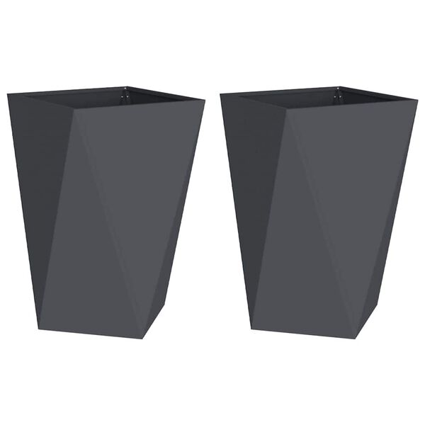 vidaXL Jardini&egrave;re 2 pcs Anthracite 50 x 50 x 75 cm Acier
