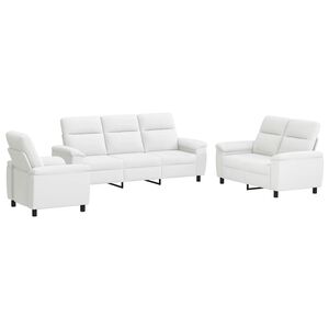 vidaXL Ensemble de Canap&eacute;s 3 pcs Blanc Tissu