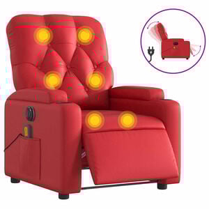 vidaXL Fauteuil de massage inclinable &eacute;lectrique rouge similicuir