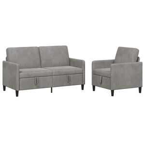vidaXL Canap&eacute; avec rangement 2 pc Gris clair Polyester