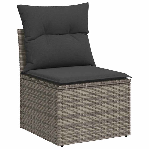 vidaXL Salon de jardin 11 pcs avec coussins gris r&eacute;sine tress&eacute;e