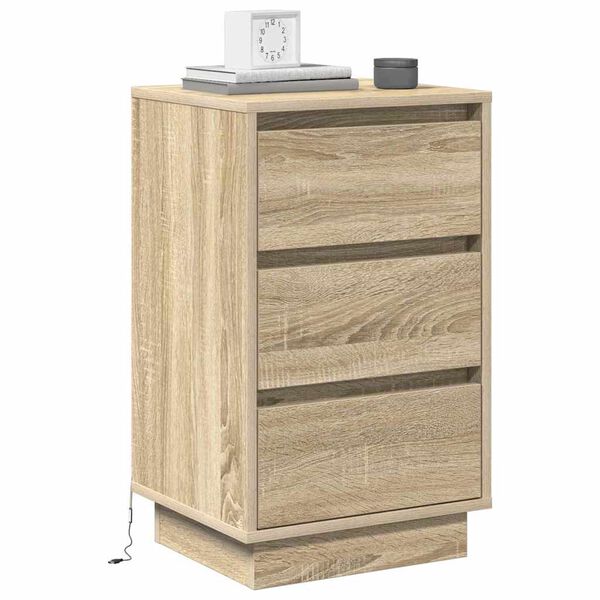 vidaXL Cabinet de chevet avec tiroir Ch&ecirc;ne Sonoma 39 x 34,5 x 65 cm