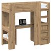 vidaXL Cadre de lit superpos&eacute; avec bureau Ch&ecirc;ne artisanal 75 x 190 cm