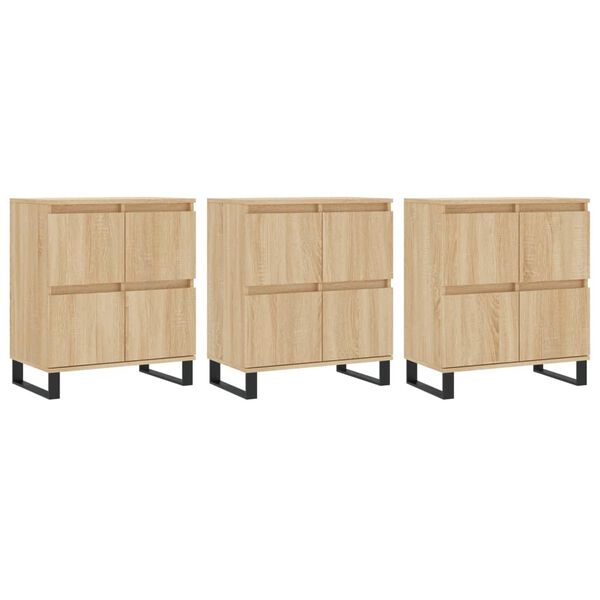 vidaXL Buffets 3 pcs Ch&ecirc;ne sonoma Bois d'ing&eacute;nierie