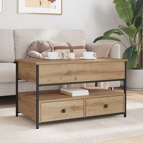 vidaXL Table basse Ch&ecirc;ne artisanal 85 x 50 x 50 cm Bois d'ing&eacute;nierie