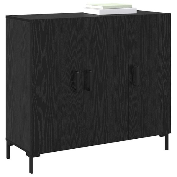 vidaXL Buffet Ch&ecirc;ne noir 90 x 34 x 80 cm Bois d'ing&eacute;nierie