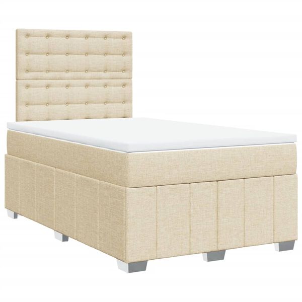 vidaXL Sommier &agrave; lattes de lit avec matelas cr&egrave;me 120x190 cm tissu