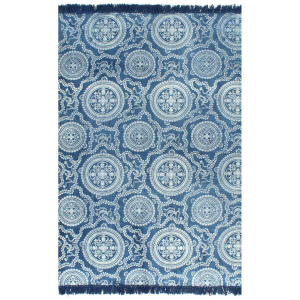 vidaXL Tapis Kilim Coton 120 x 180 cm avec motif Bleu