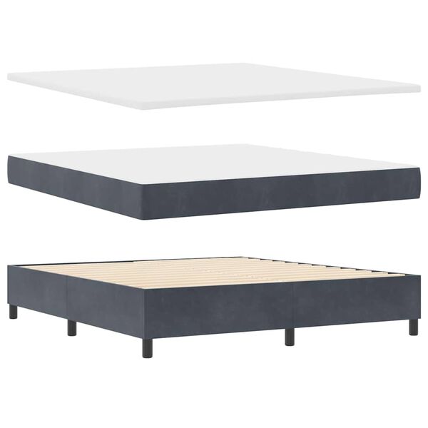 vidaXL Lit &agrave; ressorts avec matelas Gris fonc&eacute; 180 x 200 cm Velours