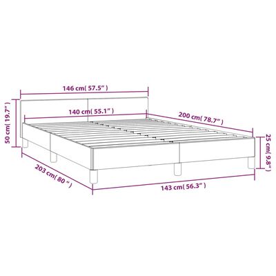 vidaXL Cadre de lit avec tête de lit Gris foncé 140x200 cm Tissu